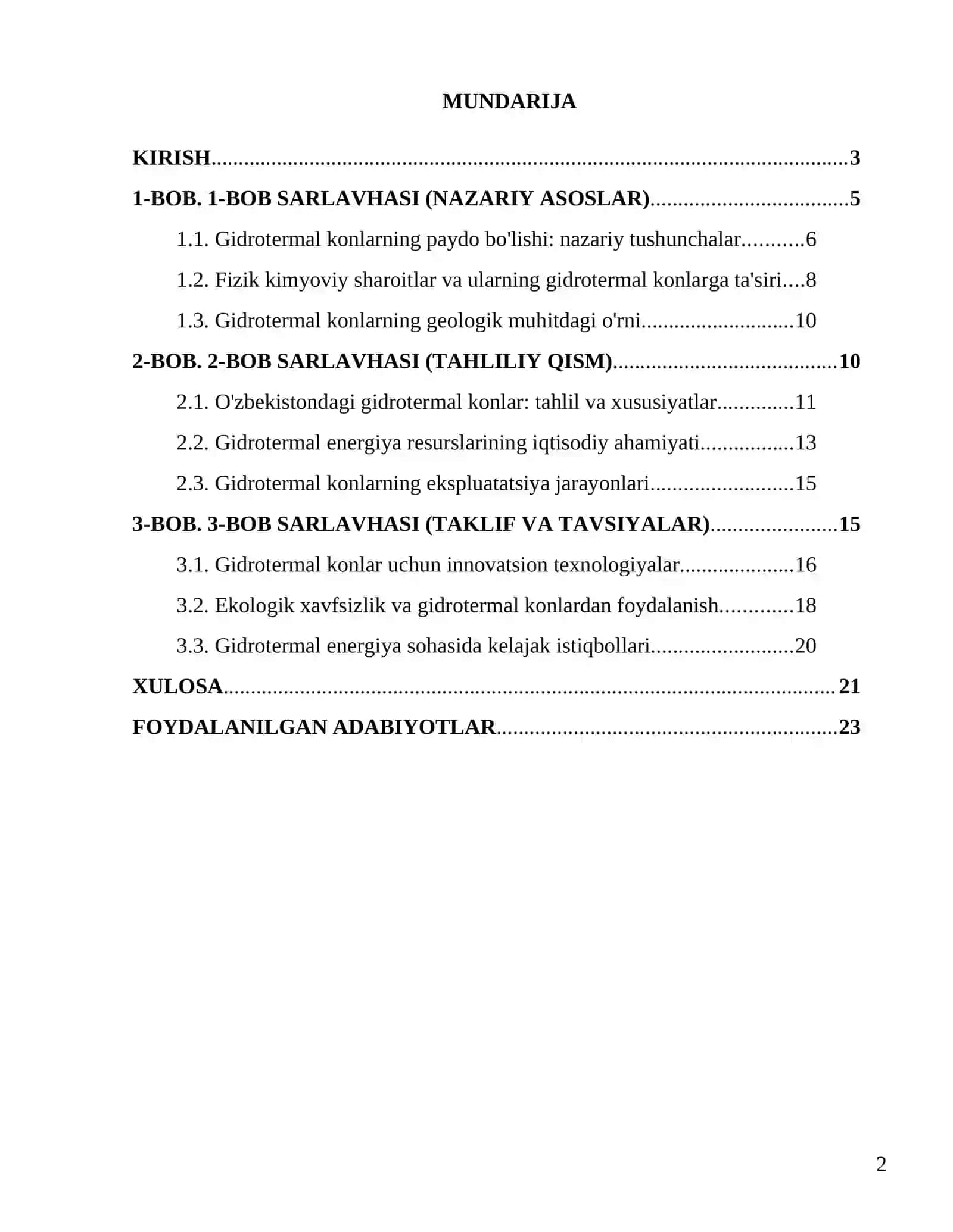 "Gidrotermal konlarning paydo boʻlishining fizik kimyoviy sharoitlari" 2
