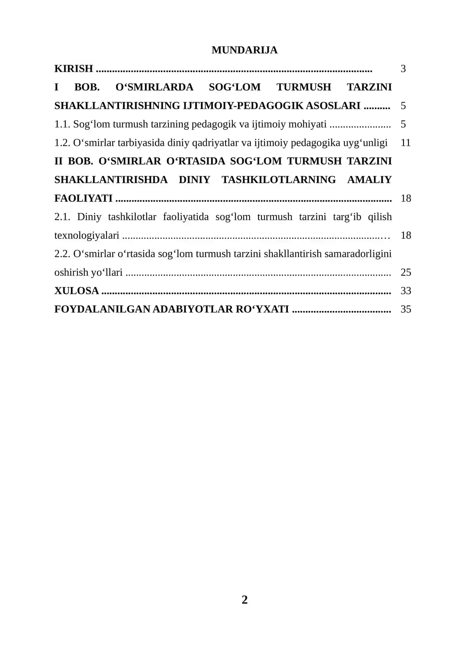 Oʻsmirlar oʻrtasida sogʻlom turmush tarzini shakllantirish boʻyicha diniy tashkilotlarning ijtimoiy pedagogika faoliyati 2