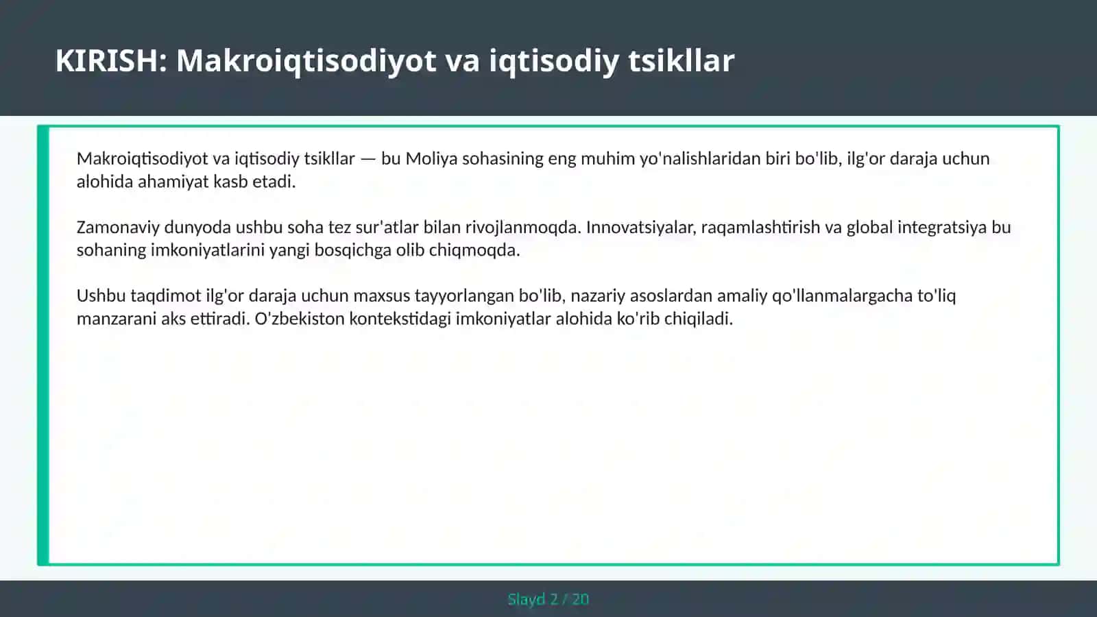 Makroiqtisodiyot va iqtisodiy tsikllar 2