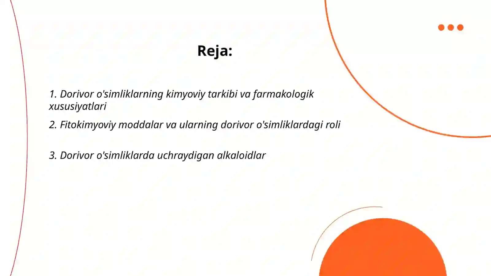 Dorivor o'simliklarning kimyoviy tarkibi va farmakologik xususiyatlari 2