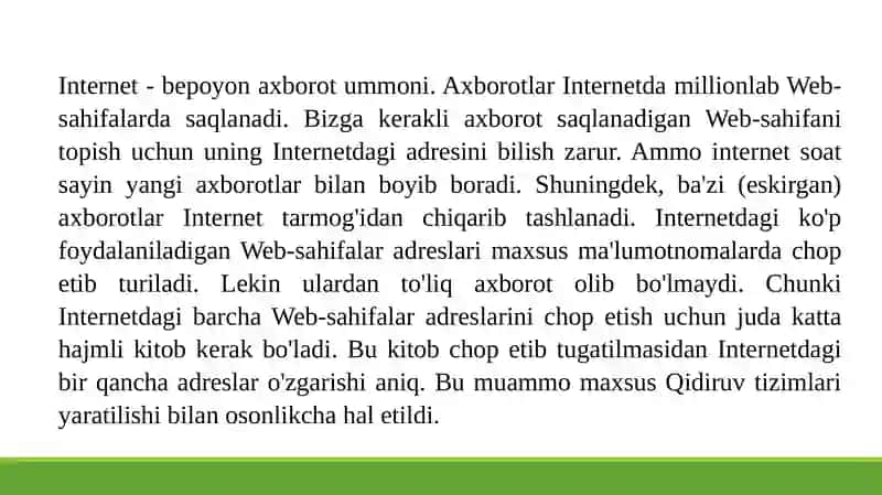 Qidiruv tizimlaridan foydalanish asoslari 2