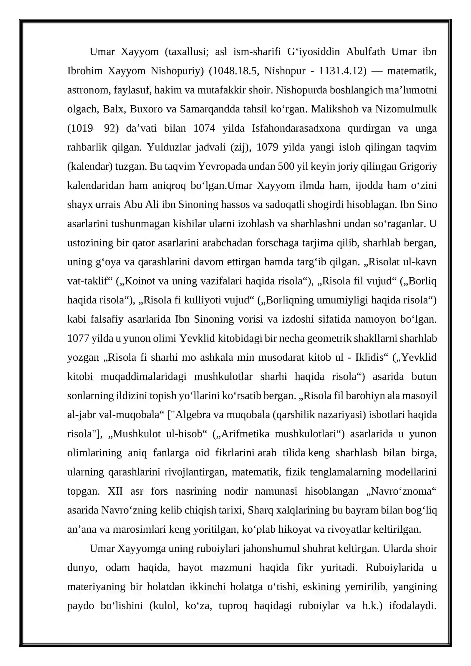 Umar Xayyomning pedagogik fikrlari 2