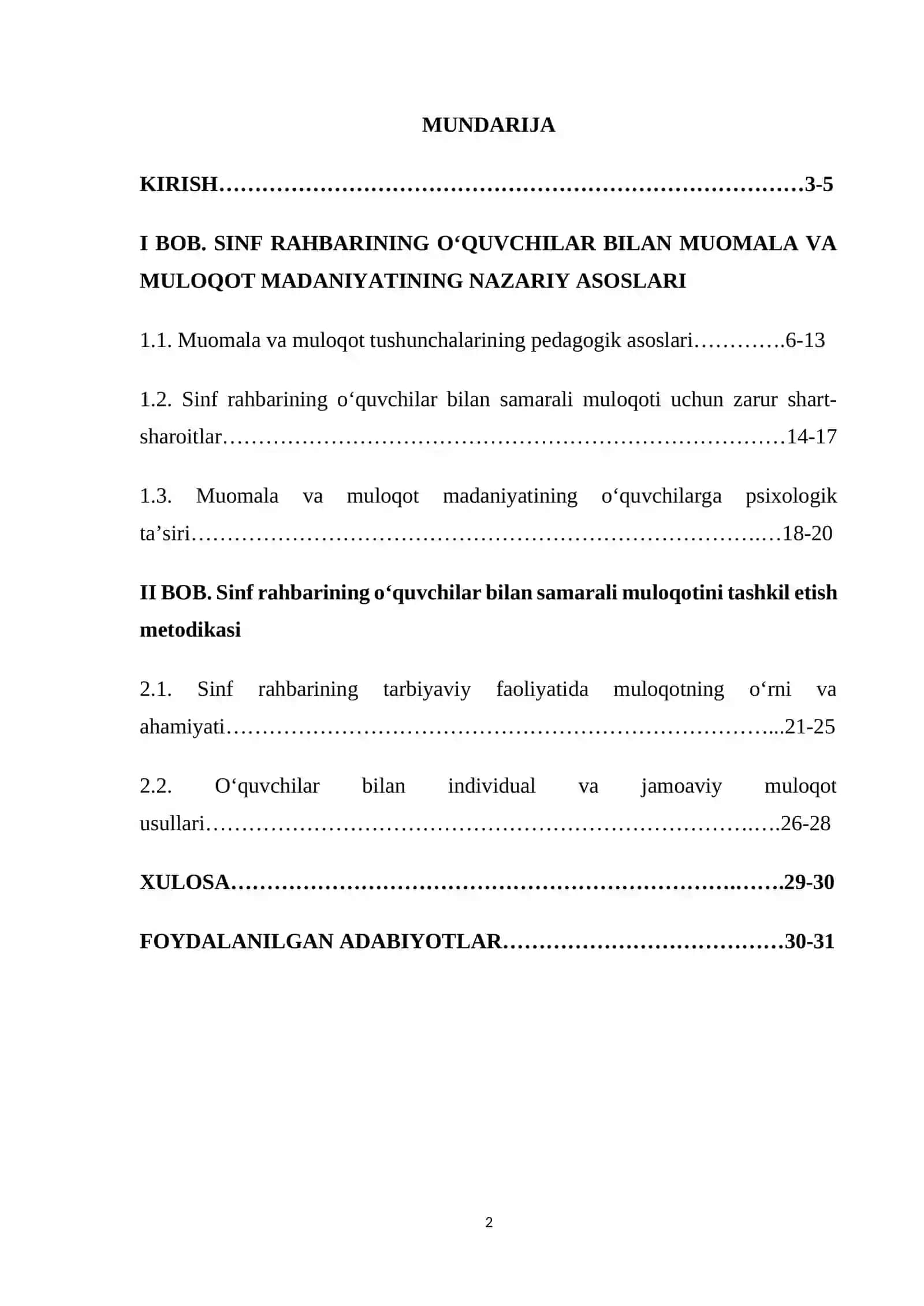 Sinf rahbarining tarbiyalanuvchilar bilan muomala va muloqoti 2