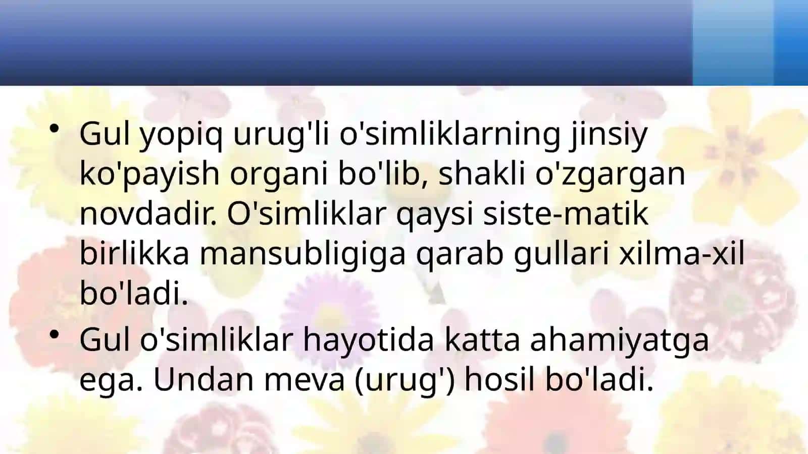 GUL-O'SIMLIKLARNING GENERATIV KO'PAYISH ORGANI 2