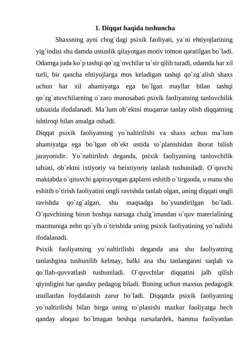 Diqqatning rivojlanishi va buzilishi 2