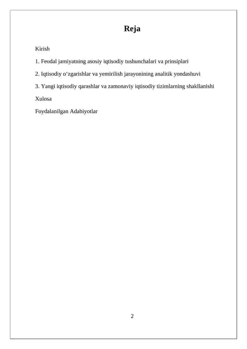 Feodal jamiyatning asosiy iqtisodiy tushunchalari va prinsiplari 2