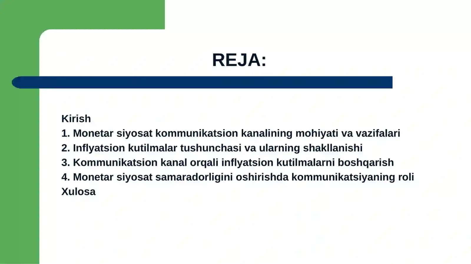 Monetar siyosatning komunikatsion kanalining inflatsion kutilmalardagi ahamyati. 2