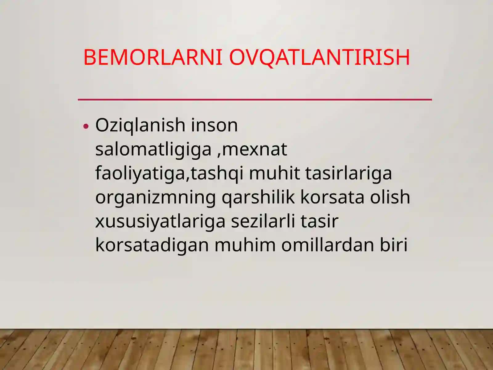 Bemorlarni ovqatlantirish. Parhez stollari 2