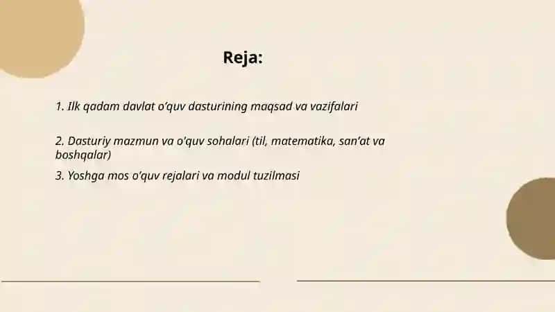 Ilk qadam davlat oʼquv dasturi 2
