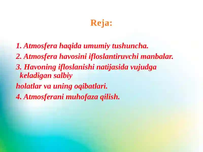 Atmosfera havosini ifloslantiruvchi manbalar 2