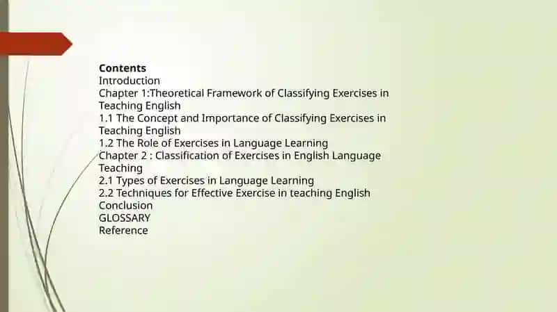 Classification of Exercises in Teaching English 2