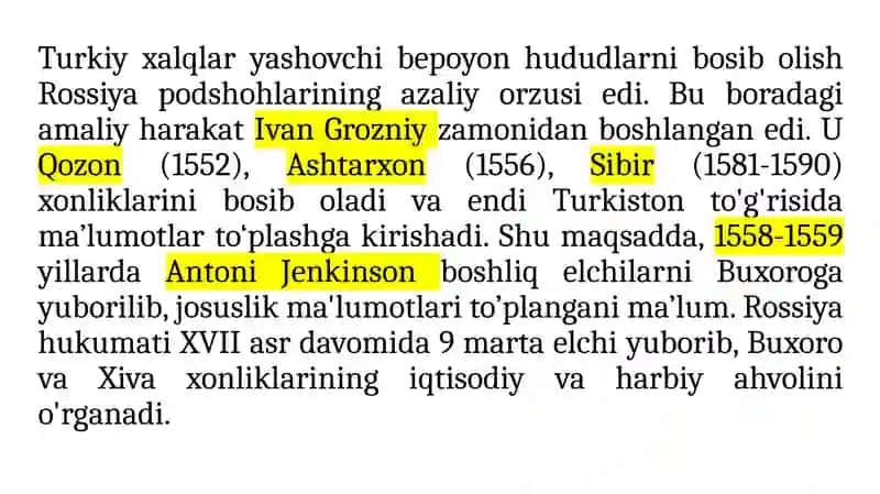 Rossiya imperiyasi boshqaruvi davri tarixiy geografiyasi 2
