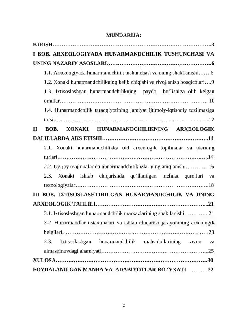 Arxeologiyada xonaki va ixtisoslashgan hunarmandchilik 2