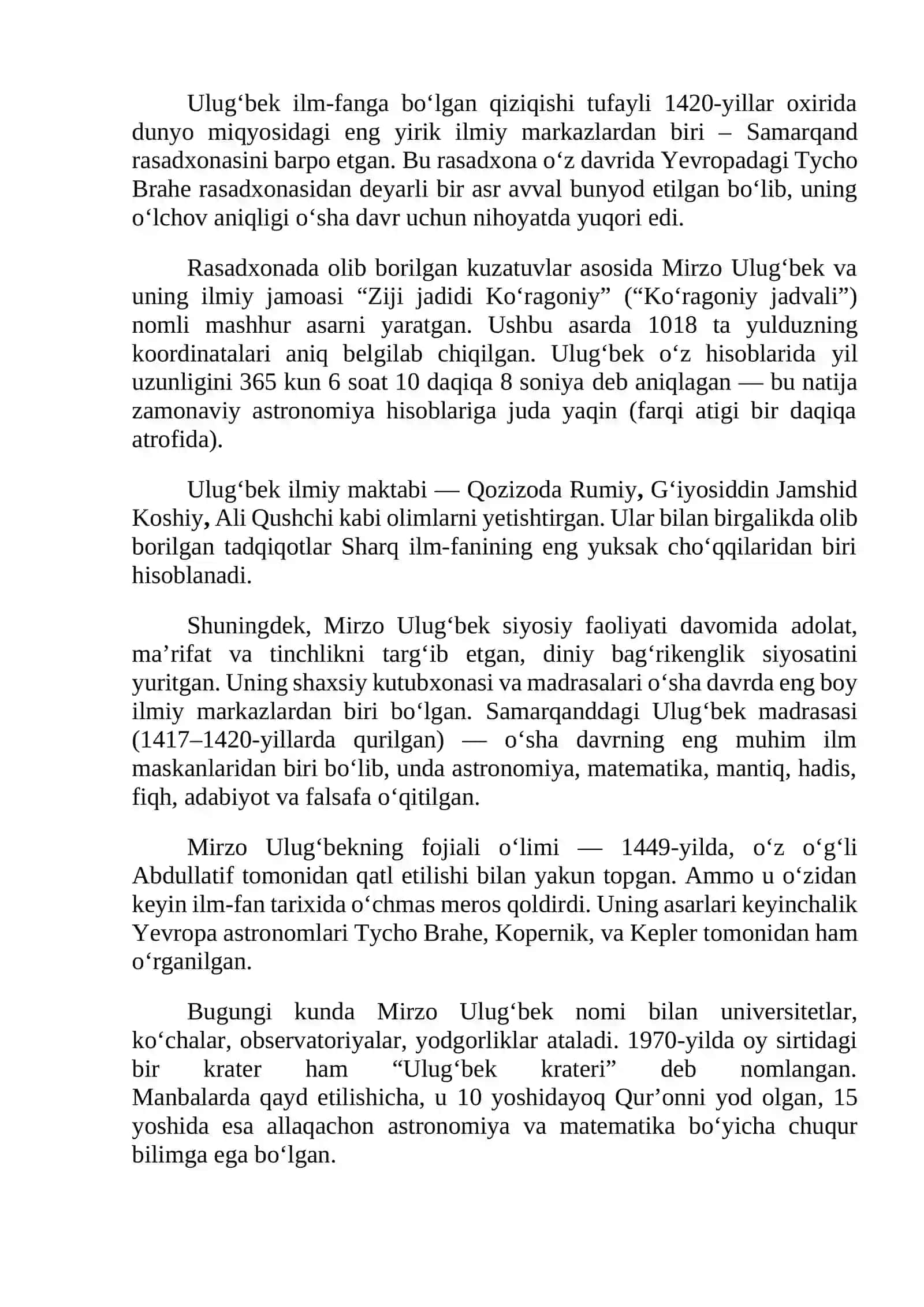 Mirzo Ulug’bekning hayoti va tarbiyasi 2