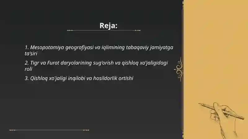 Eng qadimgi Mesopotamiya. Ilk tabaqaviy jamiyat shakllanishining shart-sharoitlari 2