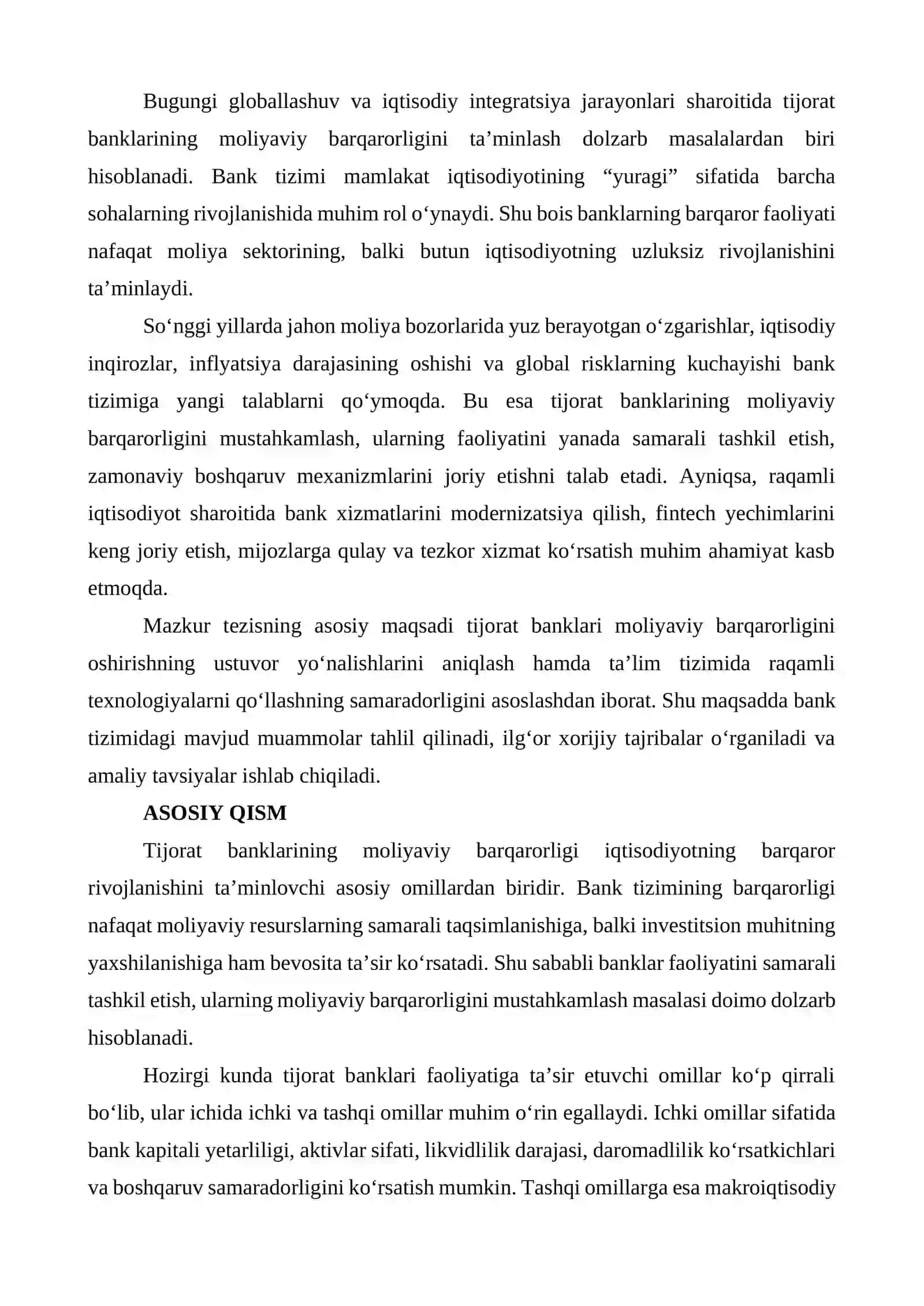 TIJORAT BANKLARI MOLIYAVIY BARQARORLIGINI OSHIRISHNING USTUVOR YO‘NALISHLARI 2