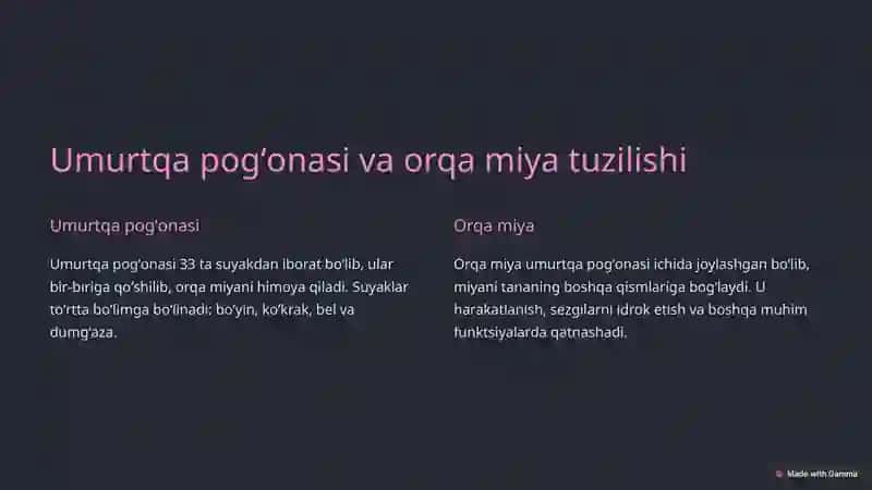 Umurtqa pogʻonasi va orqa miya jaroxati 2
