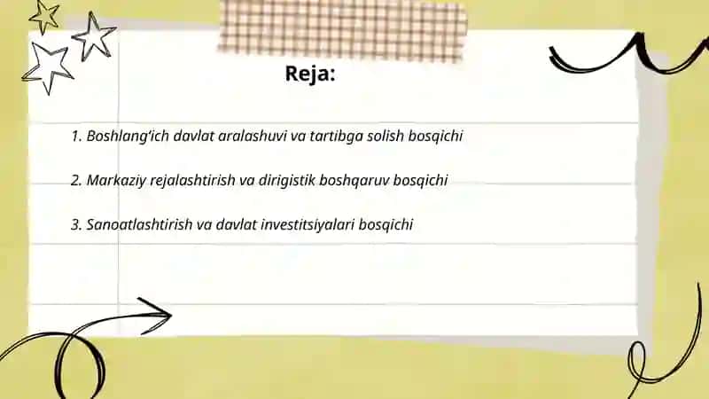 Davlat iqtisodiyotini tartibga solish bosqichlari 2