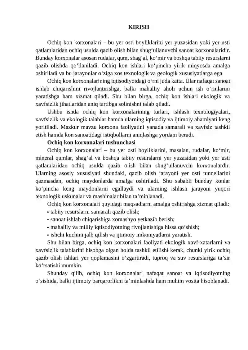 Ochiq kon korxonasi haqida umumiy ma’lumot 2