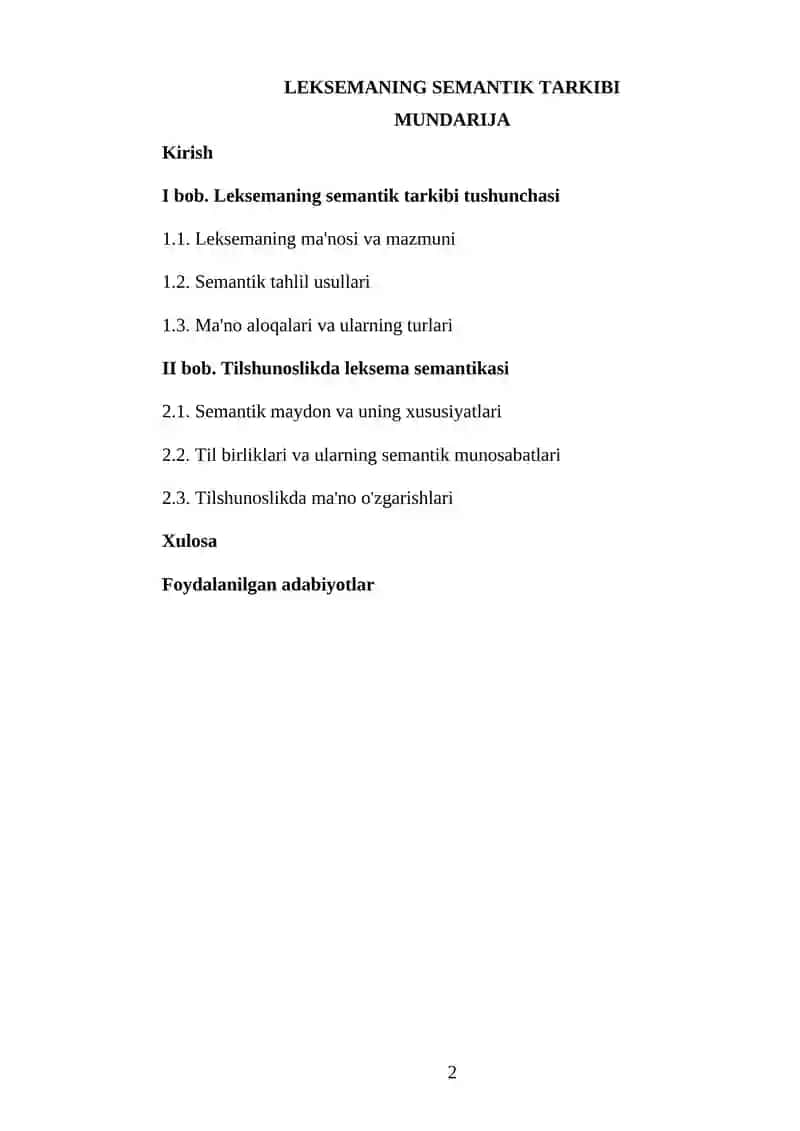 Leksemaning semantik tarkibi 2