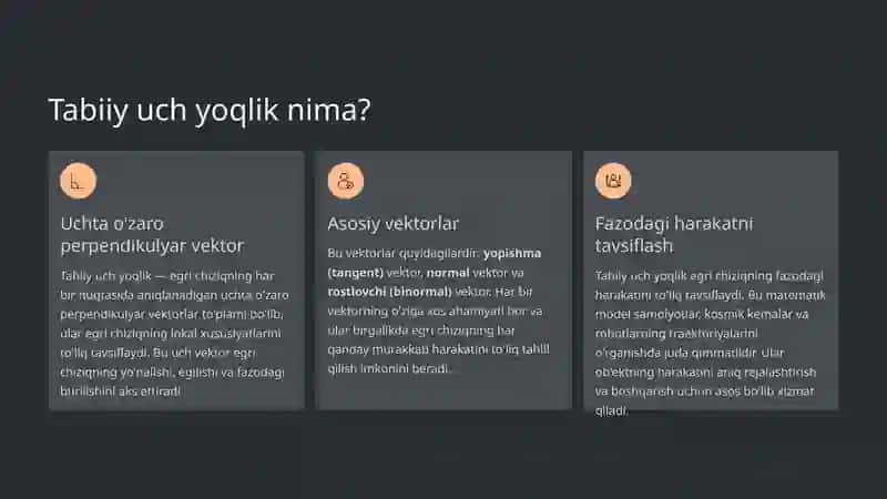 Tabiiy uch yoqlik va Frene formulalari 2
