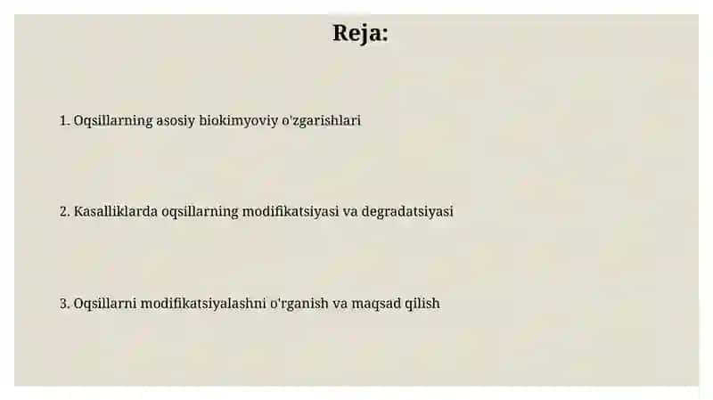 Odam oʻrganizmda oqsinlarning biokimyoviy oʻzgarishi 2