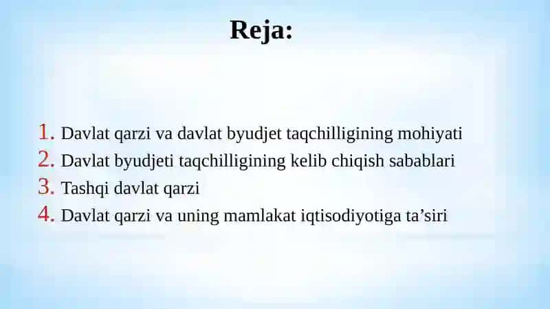 ICHKI VA TASHQI DAVLAT QARZININGOʻZAROBOGʻLIQLIGI 2