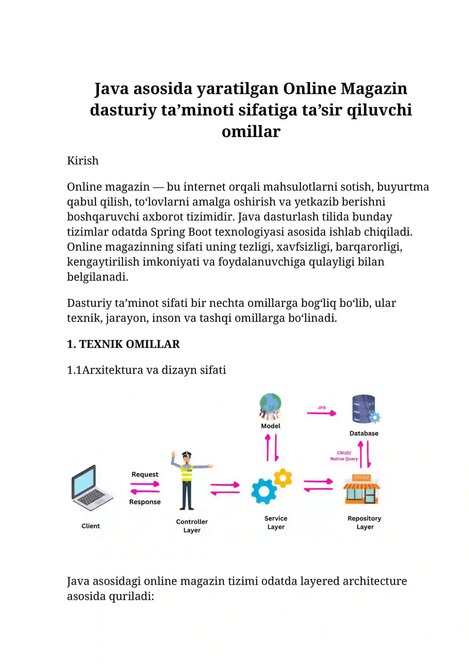 Online magazin dasturiy ta’minoti sifati 2