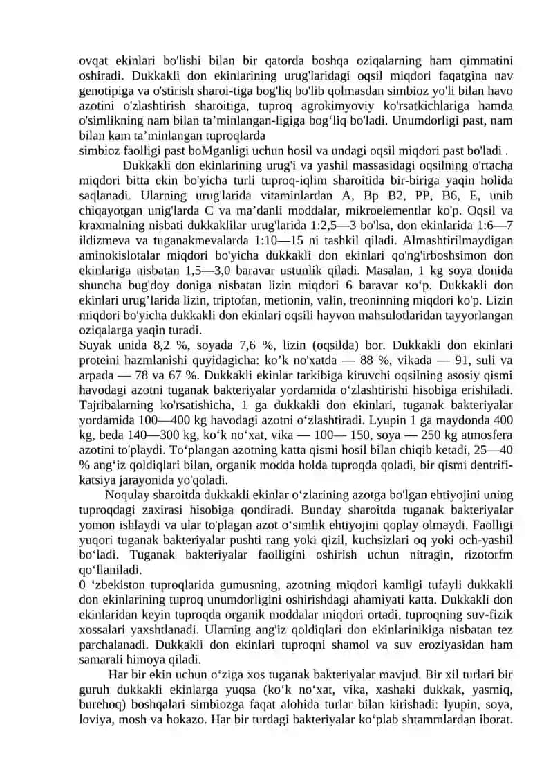 Dukkakli don ekinlarining umumiy tavsifi va biologiyasi 2