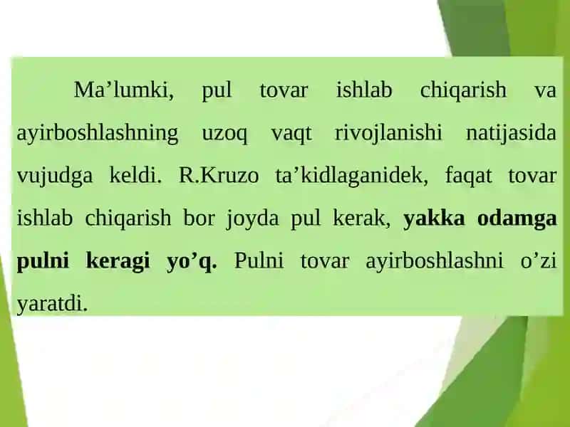 PUL VA MOLIYAVIY XATTI-HARAKATLAR SOTSIOLOGIYASI 2