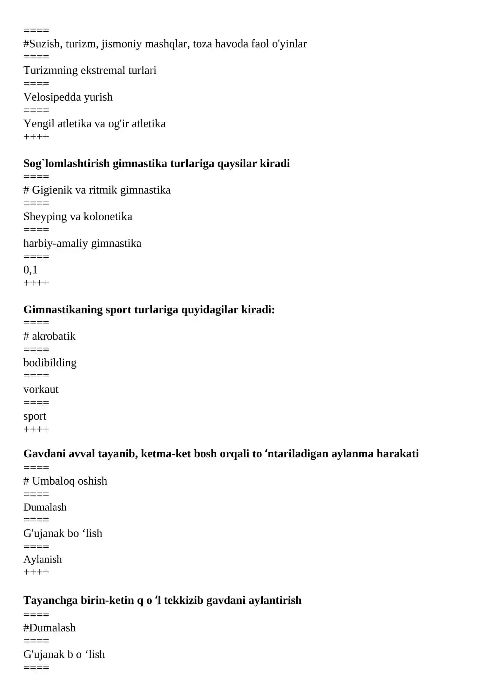Gimnastika va uni o‘qitish metodikasi 2