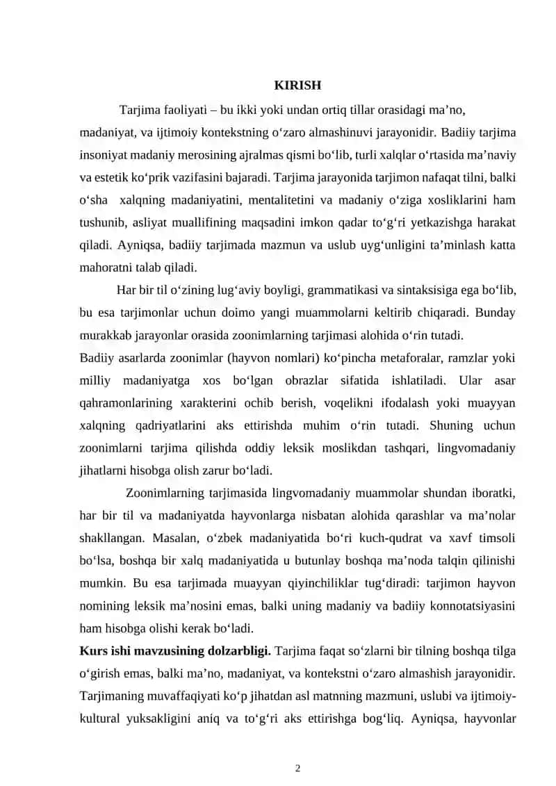 Badiiy Tarjimada Zoonimlarni qayta yaratishning lingvomadaniy muammosi 2