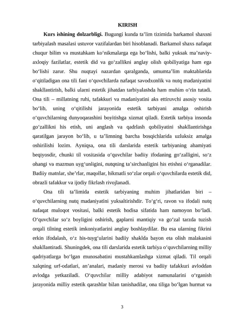 Ona tilini o'qitishda estetik tarbiyaning o'rni 2