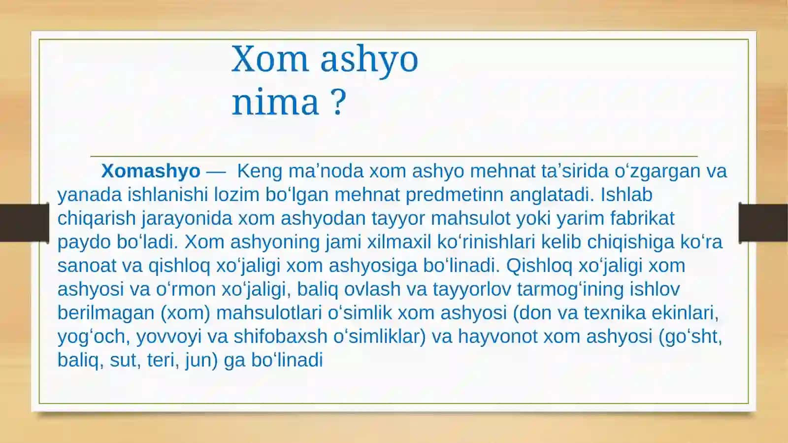Hom ashyo maxsuylotlari 2