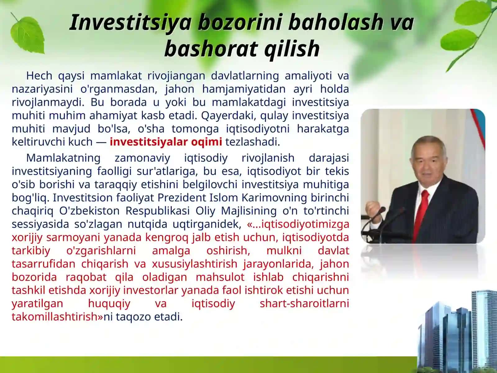 Investitsiya bozorning tarkibi va undagi operatsiyalarni rivojlantirish yo’llari 2