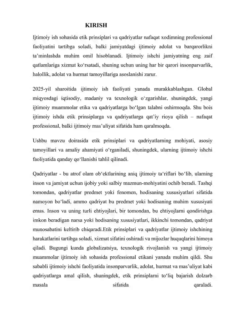 IJTIMOIY ISHDA ETIK PRINSIPLAR VA QADRIYATLAR . 2