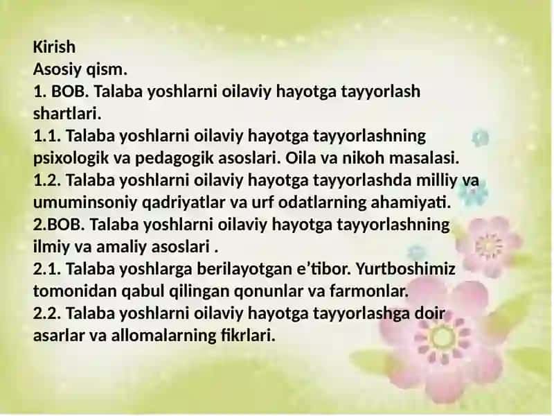 Talaba yoshlarni oilaviy hayotga tayyorlash shartlari 2