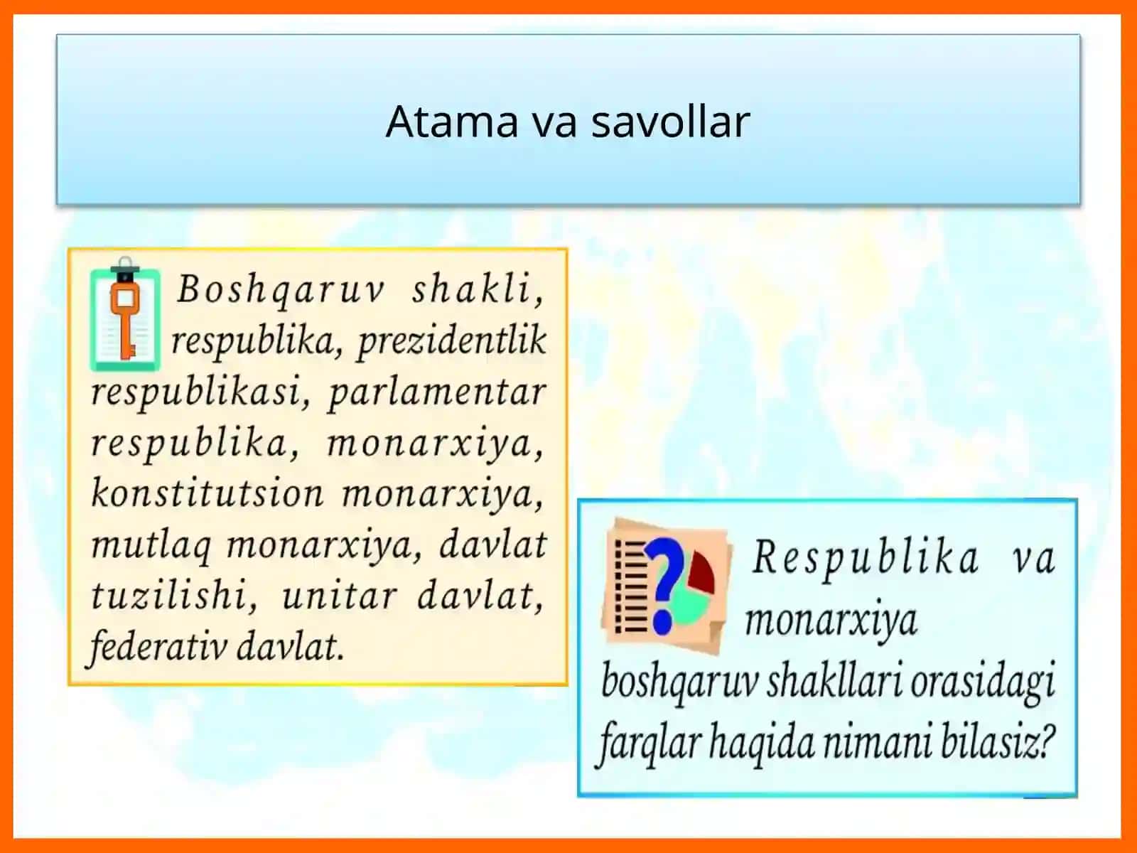 Mamlakatlarning boshqaruv shakli va davlat tuzilishi 2