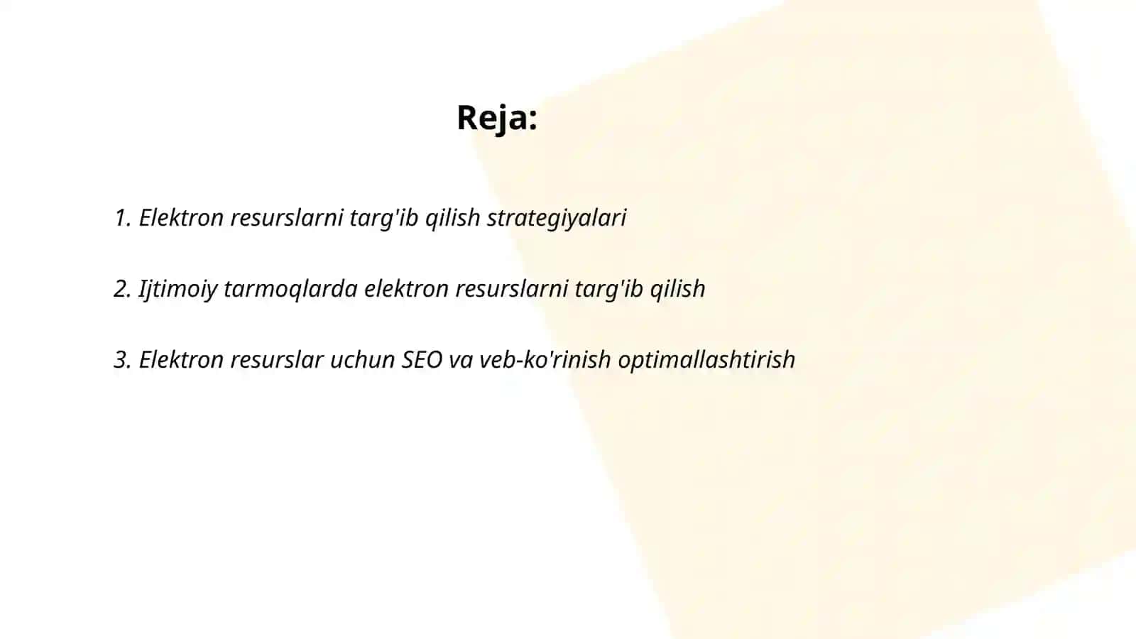 Elektron resurslarni targ'ib qilish 2