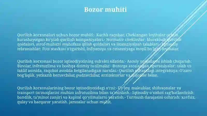 Qurilish Korxonasi Bozor Iqtisodiyotining Subyekti Sifatida 2