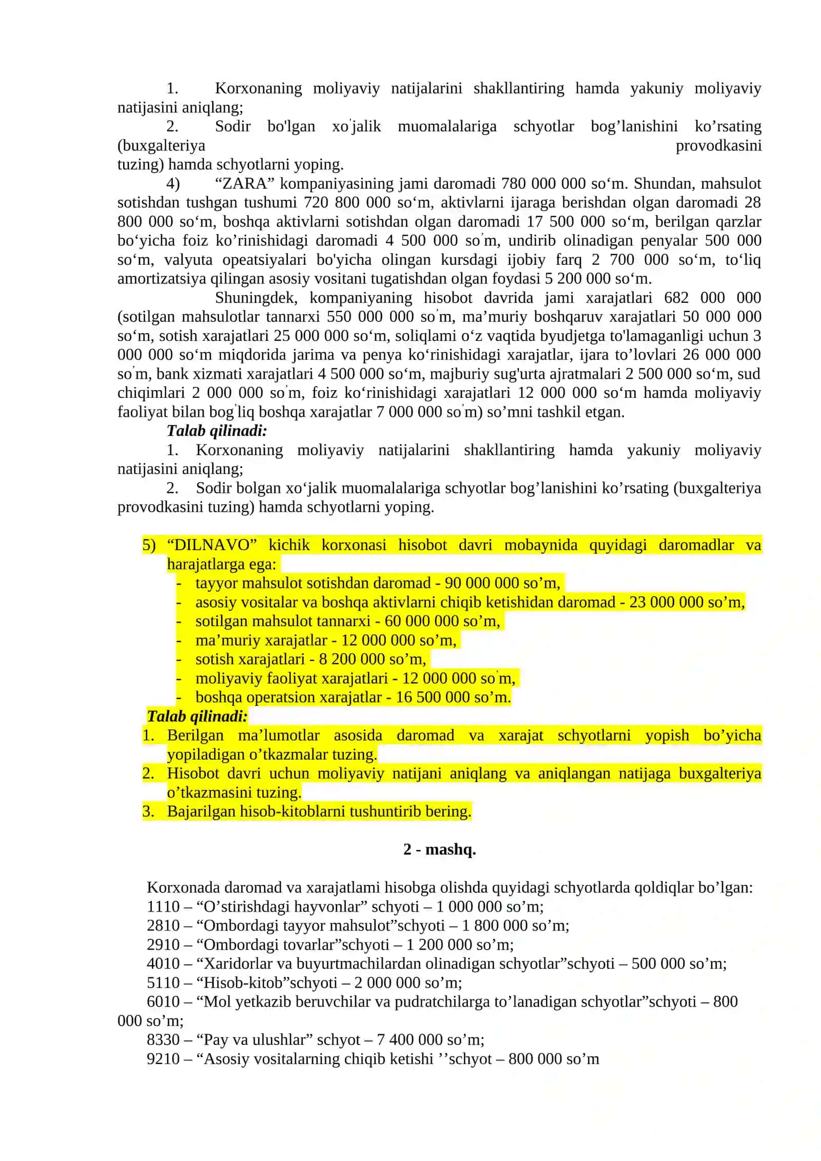 KORXONA DAROMADLARI HISOBI 2