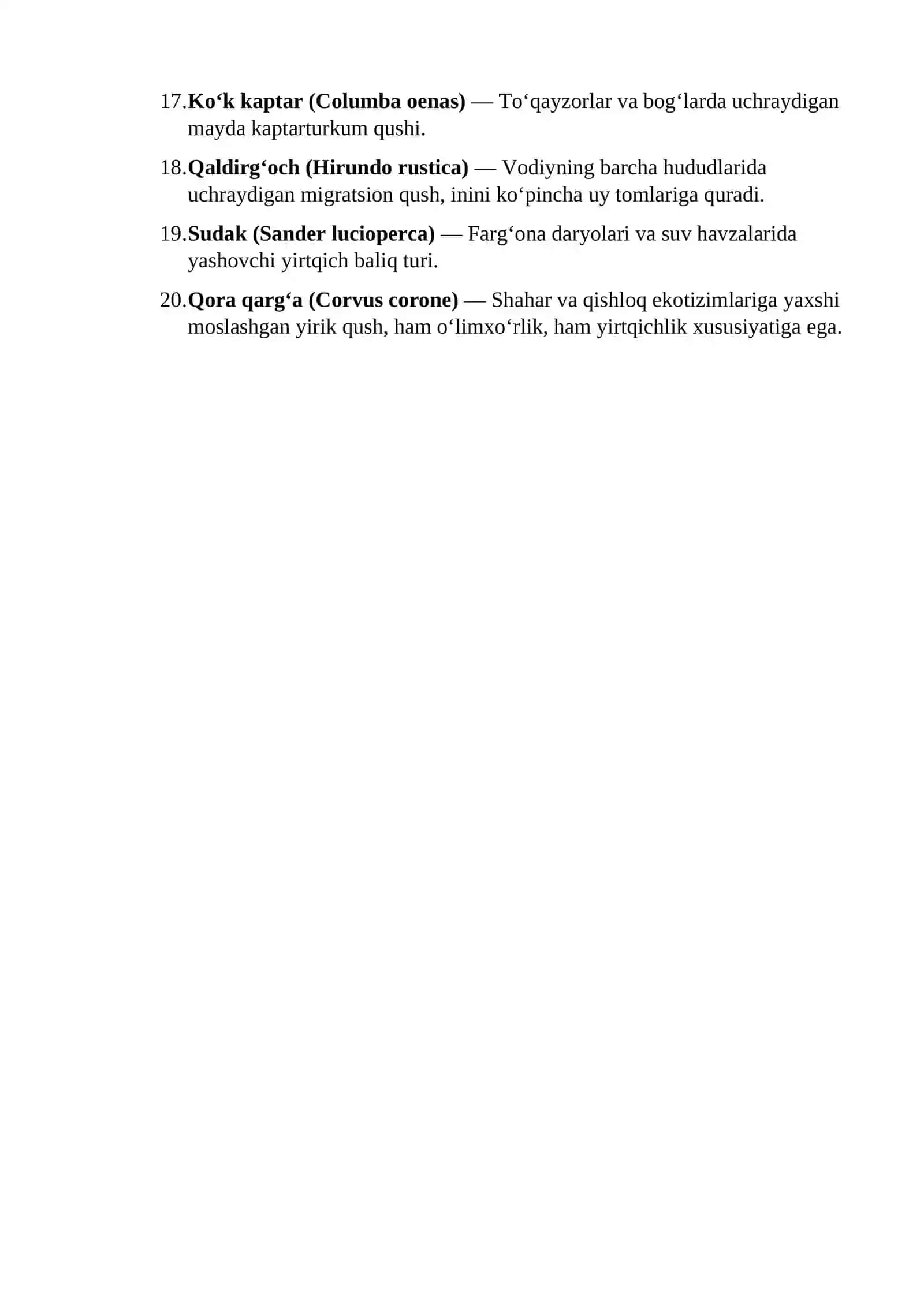 Farg‘ona vodiysi hayvonotiga oid lug‘at 2