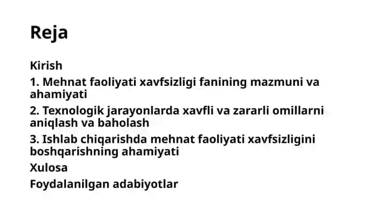 Texnologik jarayonda mehnat faoliyati xavfsizligi 2