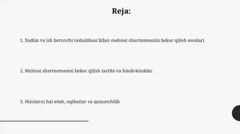 Mehnat shartnomasi xodimning va ish beruvchining tashabbusiga ko'ra bekor qilish 2