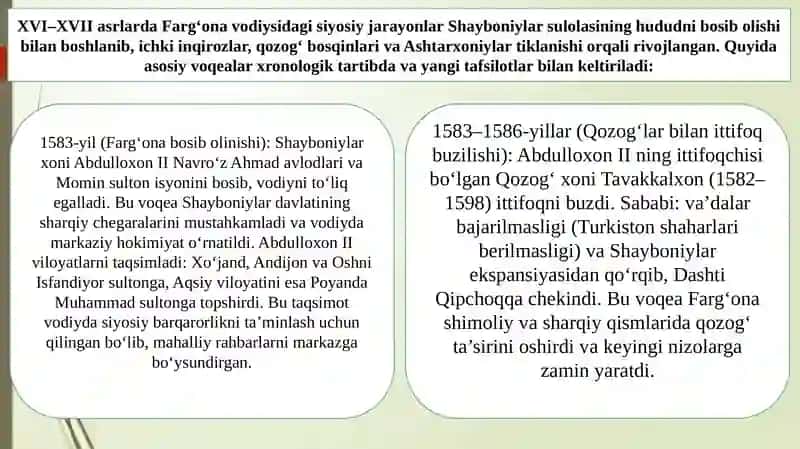 XVI–XVII asrda Farg‘ona vodiysining ma’muriy-hududiy tuzilishi va boshqaruvi tizimi 2