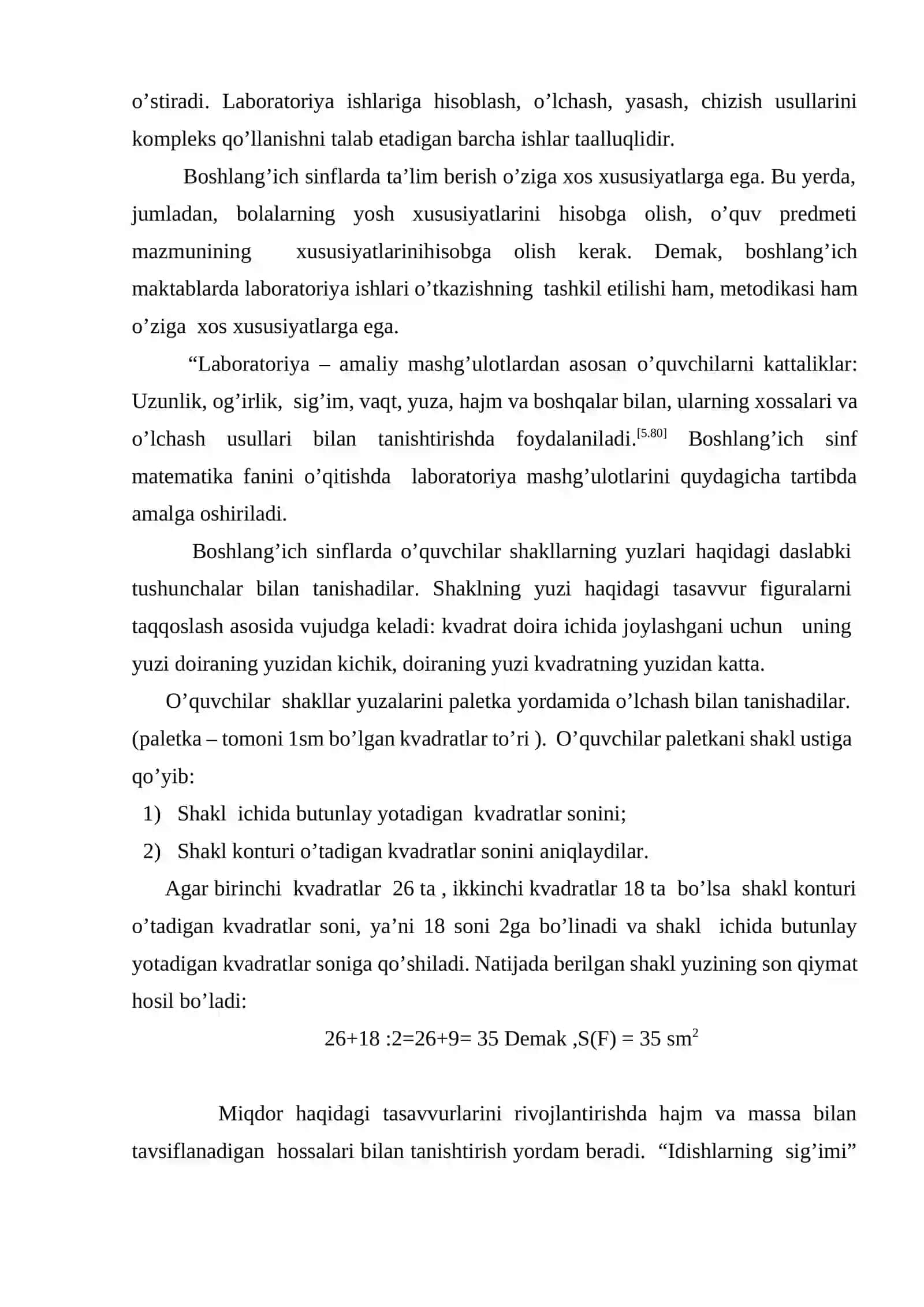 Boshlang’ich sif matematika fanini o’qitishda laboratoriya mashg’ulotlarning o’rni 2