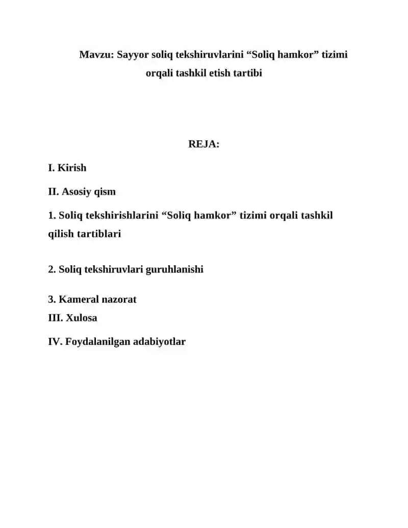 Sayyor soliq tekshiruvlarini “Soliq hamkor” tizimi orqali tashkil etish tartibi 2