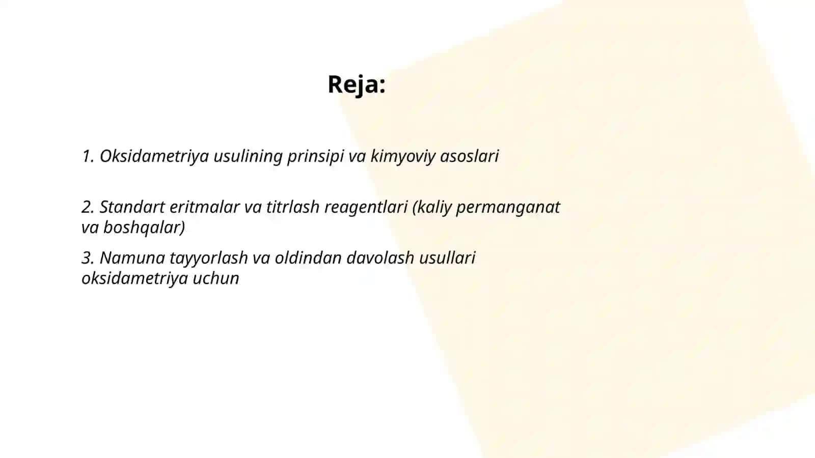 Oksidametriya usulining ishlatilishi 2