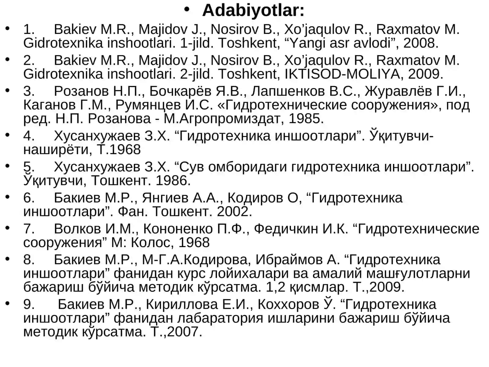 Gidrotexnika inshootlarining mexanik jihozlari to‘g‘risida umumiy ma’lumotlar 2