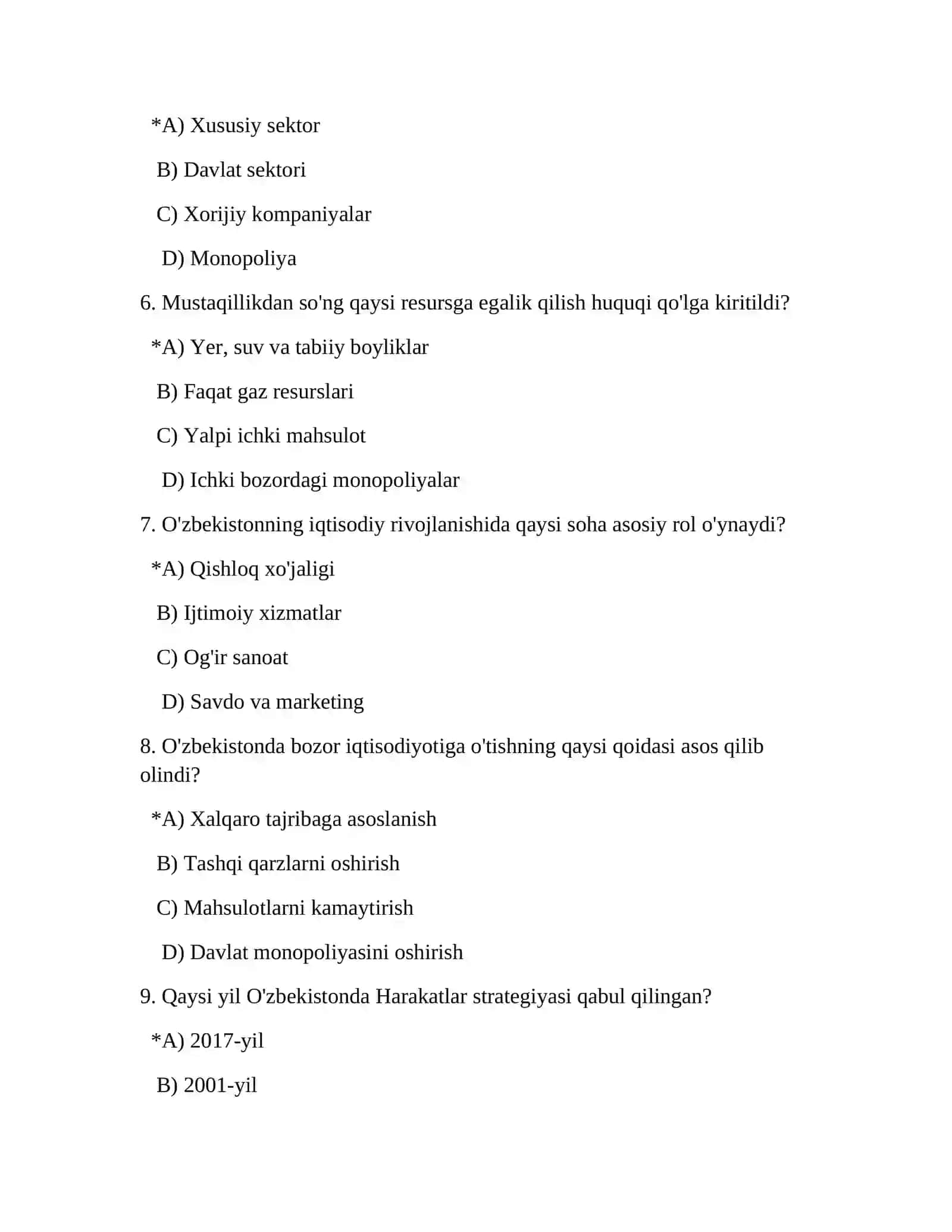 5-Mavzu. Iqtisodiy islohotlar, xususiy mulkning shakllanishi. O'zbekistonda bozor munosabatlarining rivojlanishi 2